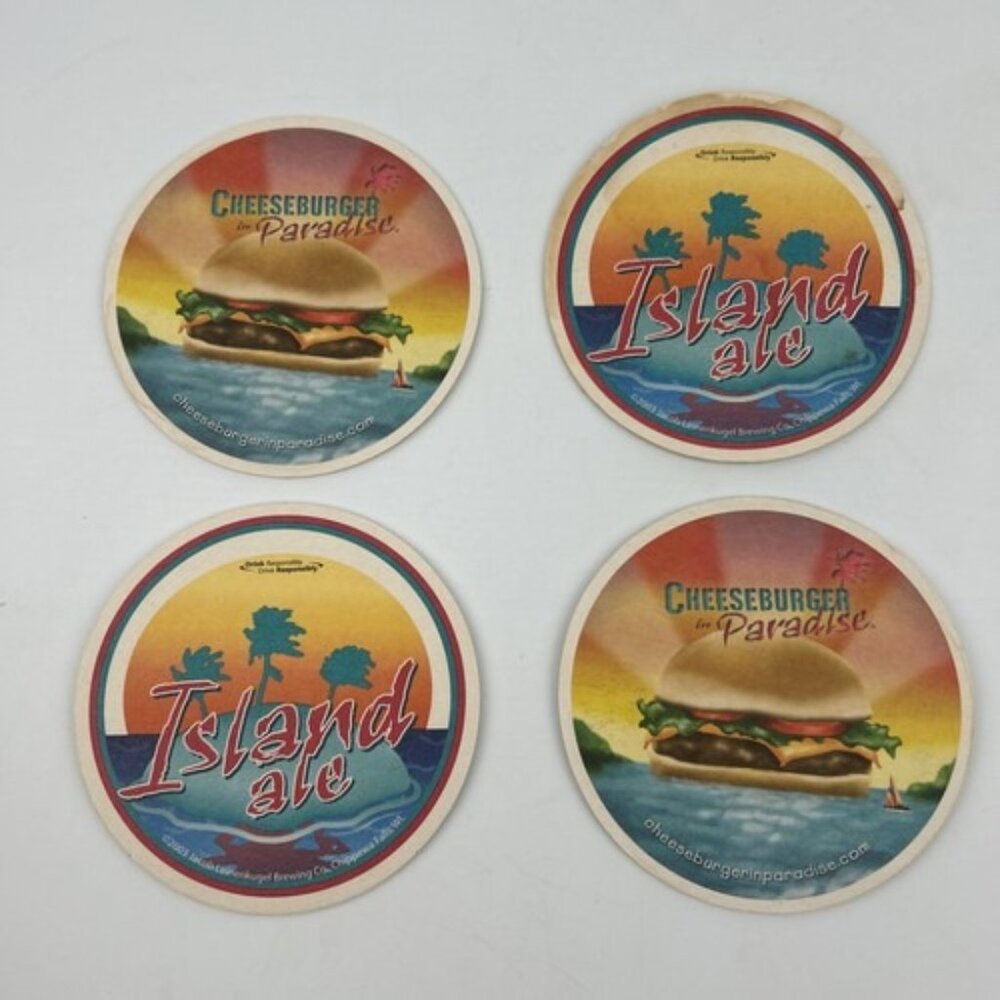 JIMMY BUFFETT Cheeseburger In Paradise /  Island Ale Beer Coaster - 4 coasters - Picture 2 of 2